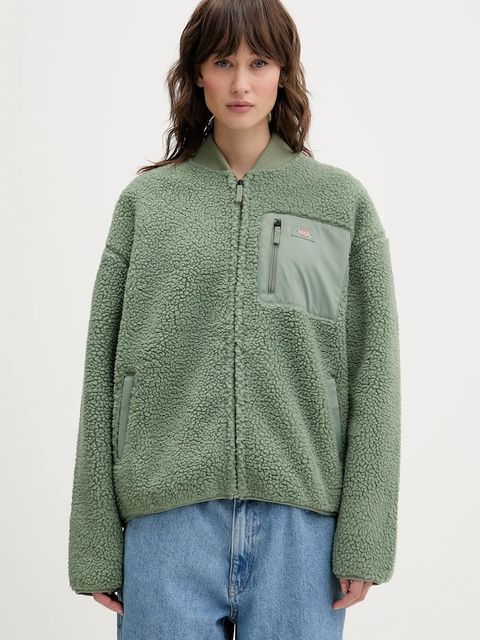 Dickies bluza polarowa damska kolor zielony gładka DK0A88BN - zdjęcie produktu nr 1