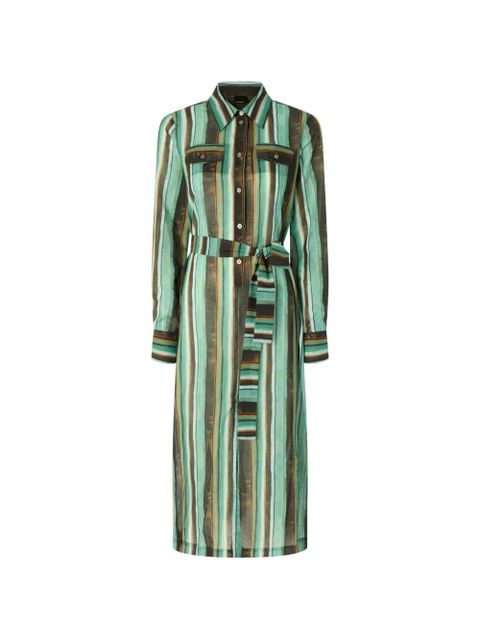 PINKO striped belted shirt midi dress - Green - zdjęcie produktu nr 1