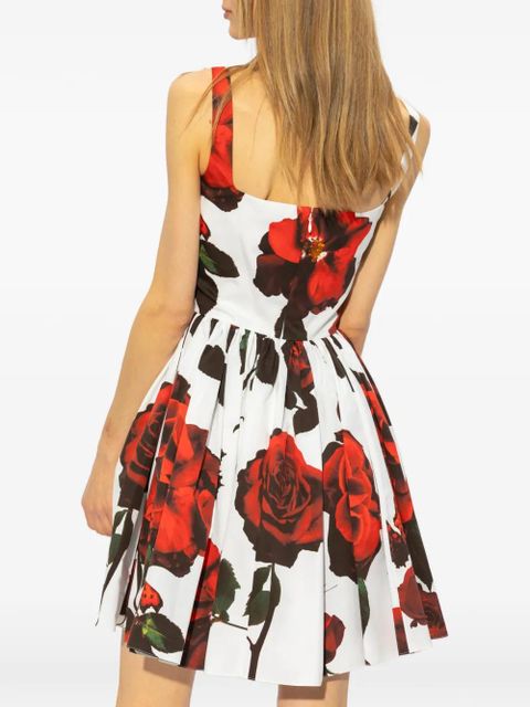 Alexander McQueen floral-print flared mini dress - White