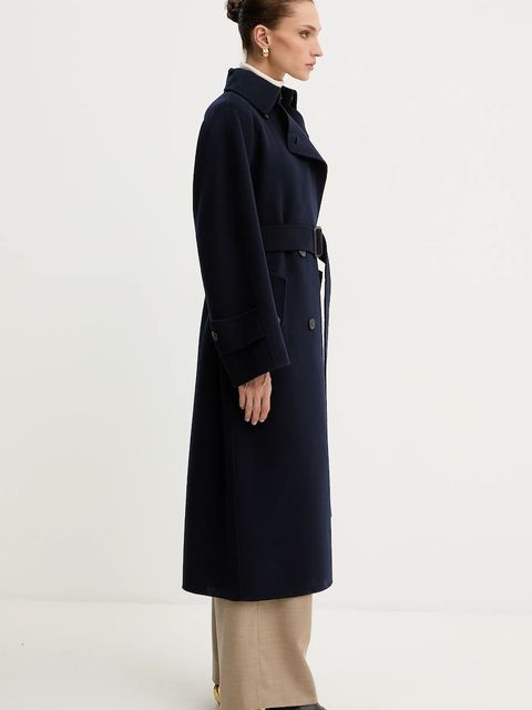 Weekend Max Mara płaszcz wełniany CADINE kolor granatowy 2525016022600