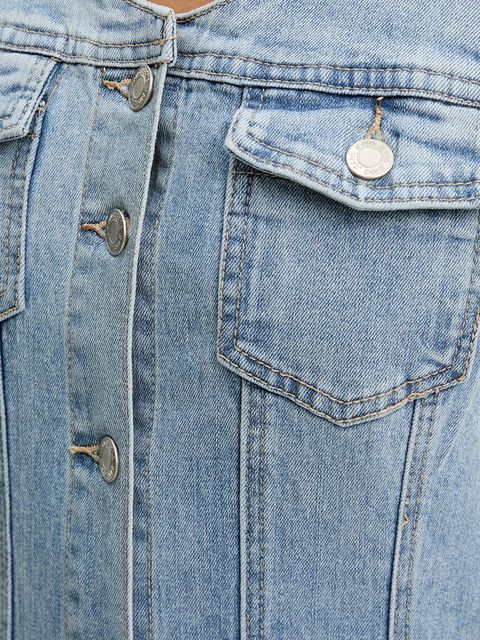 Answear.LAB sukienka jeansowa kolor niebieski maxi rozkloszowana