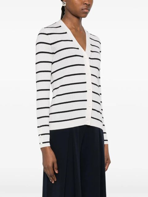 Max Mara striped V-neck cardigan - White