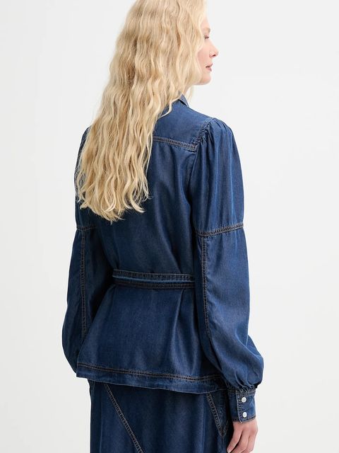 MUNTHE bluzka PIKINE damska kolor granatowy gładka 252101525207