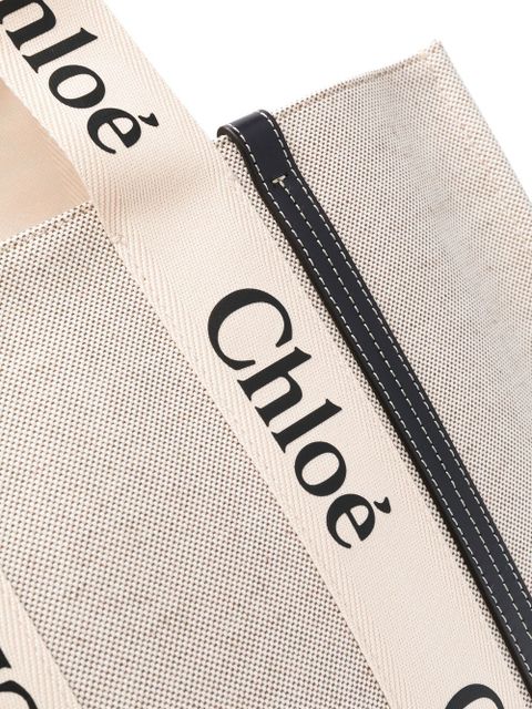Chloé logo-strap tote bag - BLUE