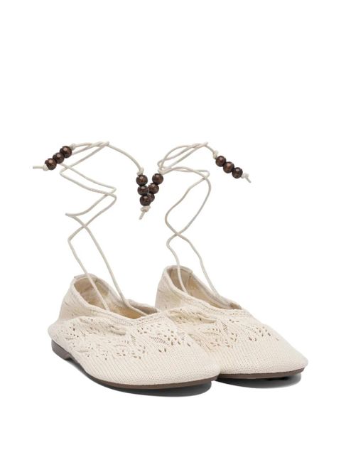 ALOHAS beaded lace-up ballet flats - Neutrals - zdjęcie produktu nr 2