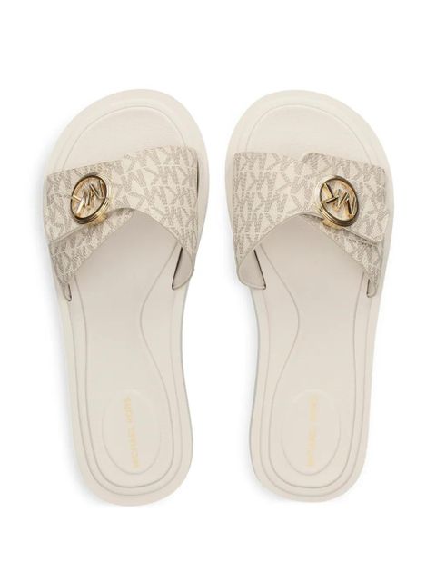 Michael Kors logo detail buckle slides - Neutrals