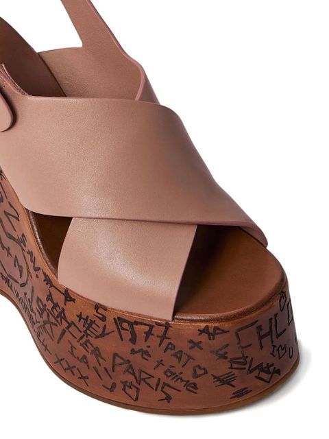 Chloé 130mm Maxime cross-strap wedge sandals - 6E4|BLUSH PINK