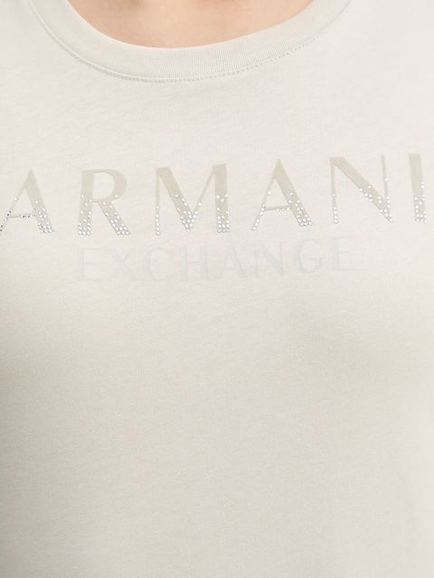 Armani Exchange t-shirt bawełniany damski kolor beżowy XW001351 AF17172