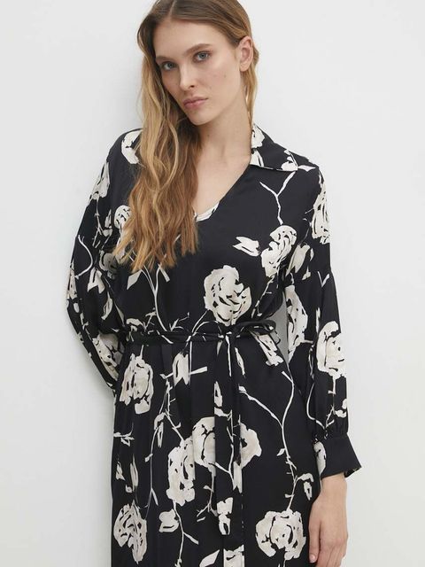 Answear.LAB sukienka kolor czarny maxi prosta