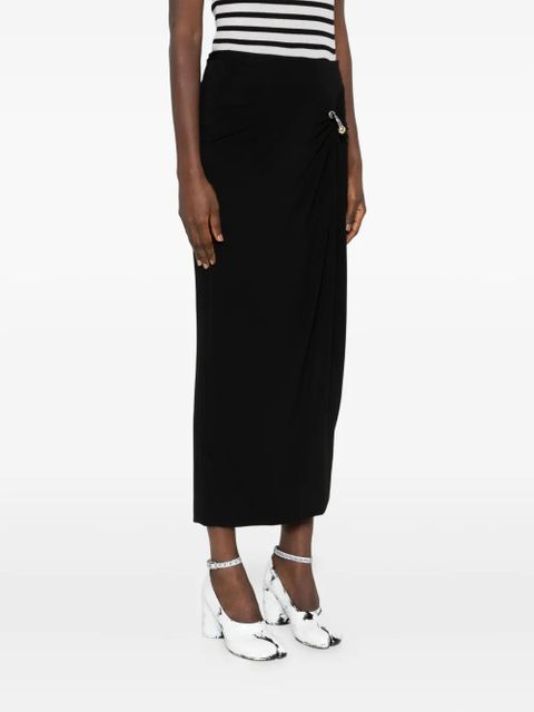 Jean Paul Gaultier ring-detail side-split midi skirt - Black