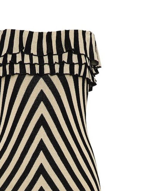 Posse ruffled-detail striped-pattern strapless maxi dress - Black - zdjęcie produktu nr 2