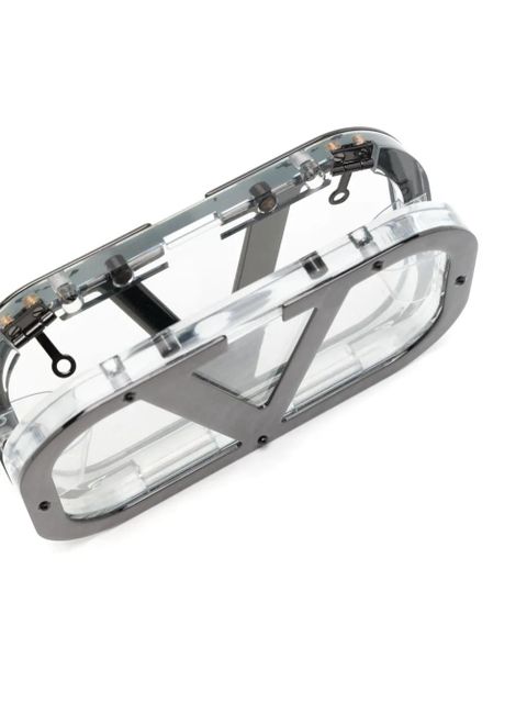 Valentino Garavani logo-plaque clear clutch - Black