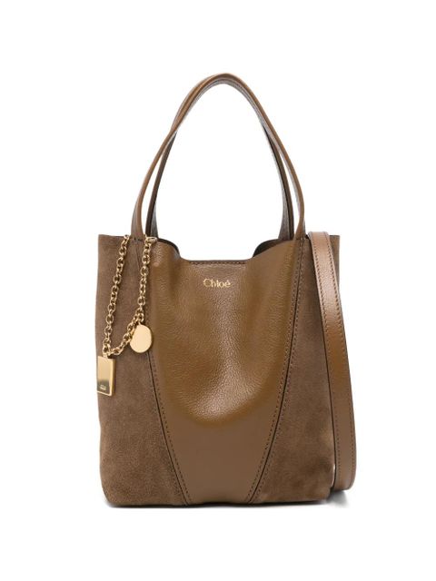 Chloé small Spin grained-leather tote bag - Brown - zdjęcie produktu nr 1