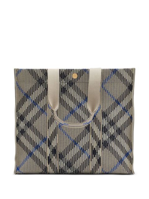 Burberry medium check knitted tote bag - Neutrals