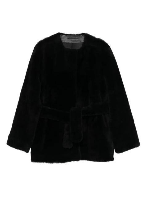 TOTEME belted shearling jacket - Black - zdjęcie produktu nr 1