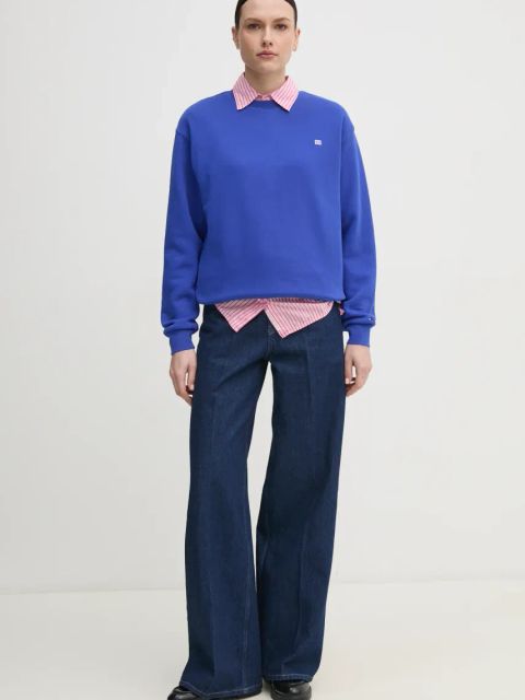 Tommy Hilfiger bluza bawełniana damska kolor fioletowy gładka WW0WW45980