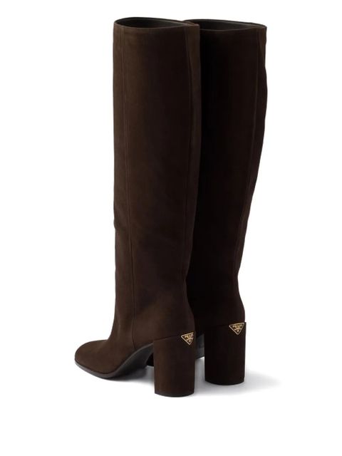 Prada 70mm suede block-heel boots - Brown