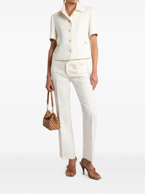 ETRO Pegaso-buttons short-sleeve cropped jacket - Neutrals