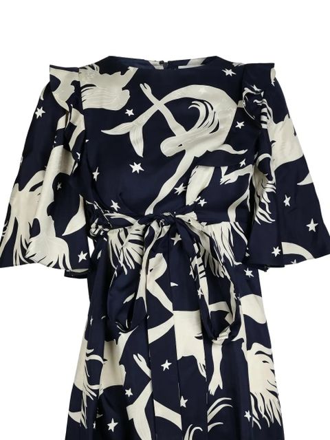 Valentino Garavani ruffled mermaid-print midi dress - Blue - zdjęcie produktu nr 2