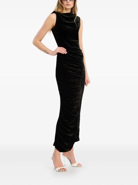 ROTATE BIRGER CHRISTENSEN velvet-ruched midi dress - Black