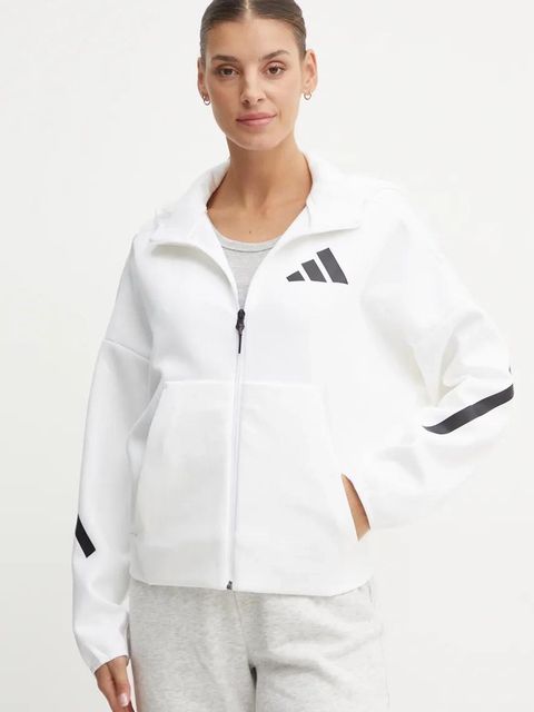 adidas bluza Z.N.E. damska kolor biały z kapturem z nadrukiem JE7849 - zdjęcie produktu nr 1