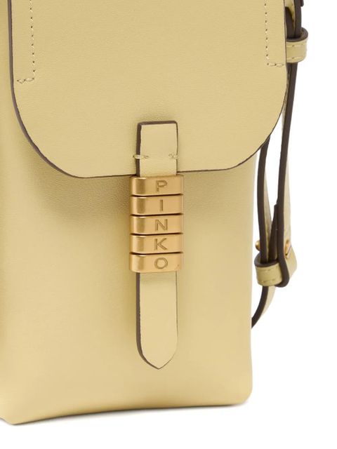 PINKO antique-gold logo leather crossbody bag - Yellow - zdjęcie produktu nr 2