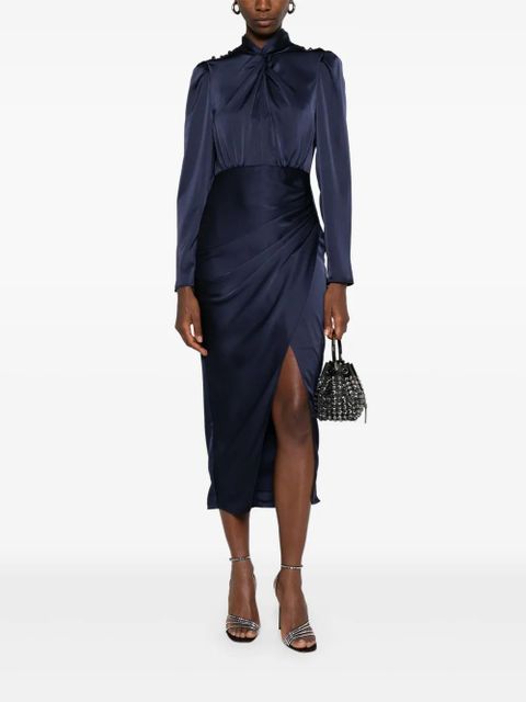 Self-Portrait gathered dress - Blue