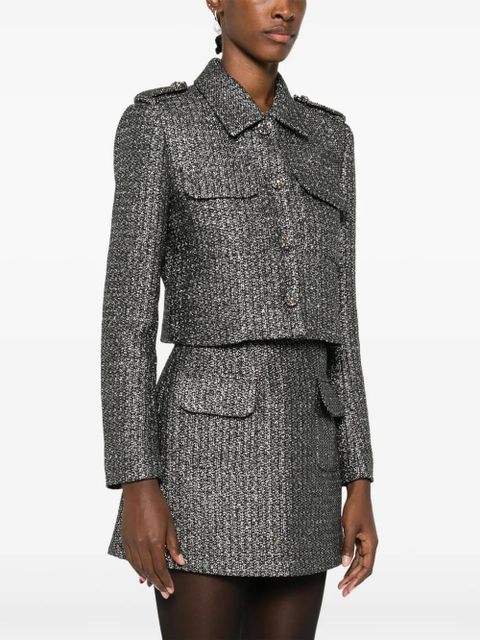 Self-Portrait metallic bouclé jacket - Black