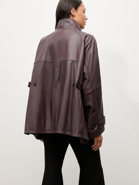 Answear.LAB kurtka skórzana kolor bordowy