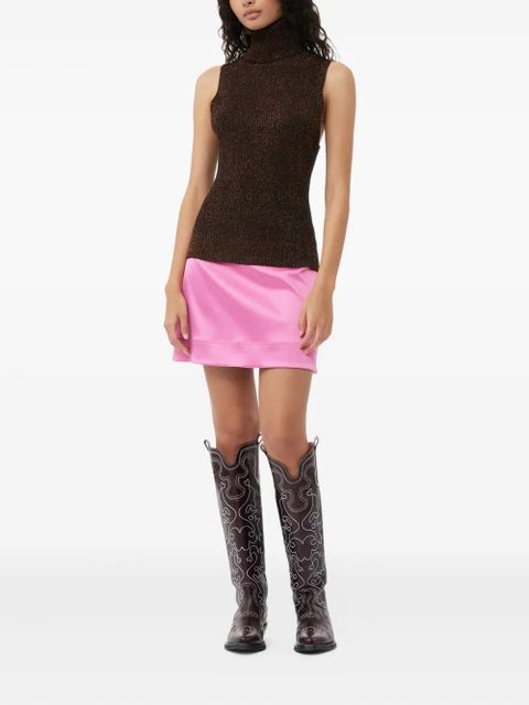 GANNI satin mini skirt - Pink