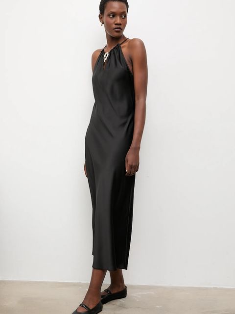 Answear.LAB sukienka kolor czarny maxi prosta