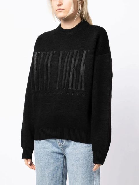 Alexander Wang logo-print long-sleeved jumper - Black