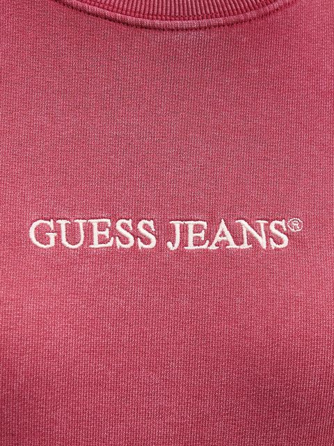 Guess Jeans bluza bawełniana damska kolor różowy gładka W5BQ17 KCPR1