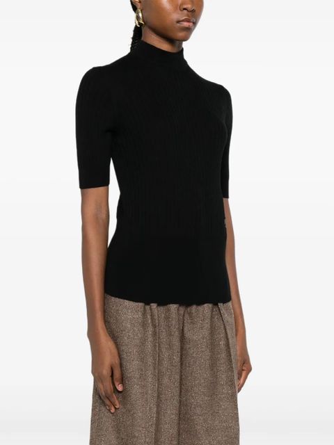 FENDI logo-detail ribbed top - Black