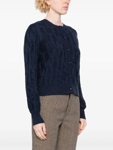 TWINSET logo-brooch cardigan - Blue