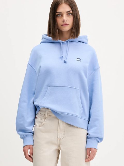 Tommy Jeans bluza bawełniana damska kolor niebieski z kapturem DW0DW19414 - zdjęcie produktu nr 1