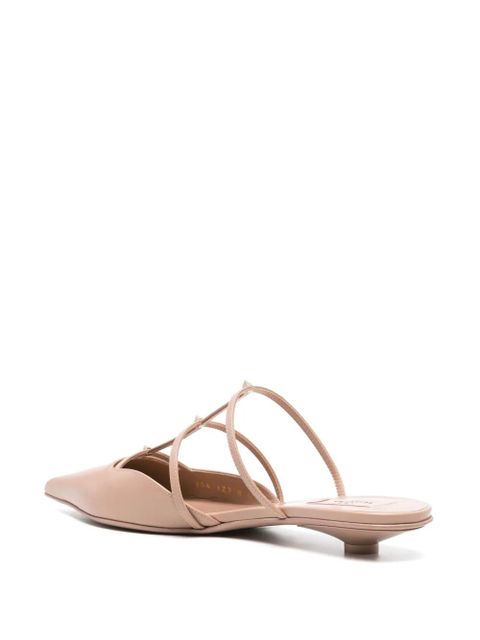 Valentino Garavani Rockstud Wispy leather mules - Neutrals