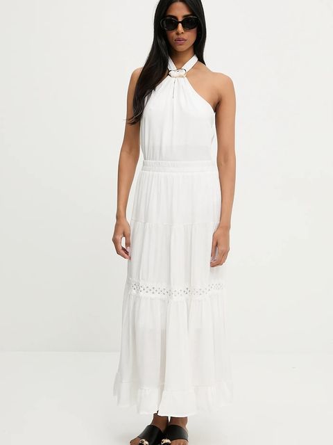Answear.LAB spódnica kolor biały maxi rozkloszowana