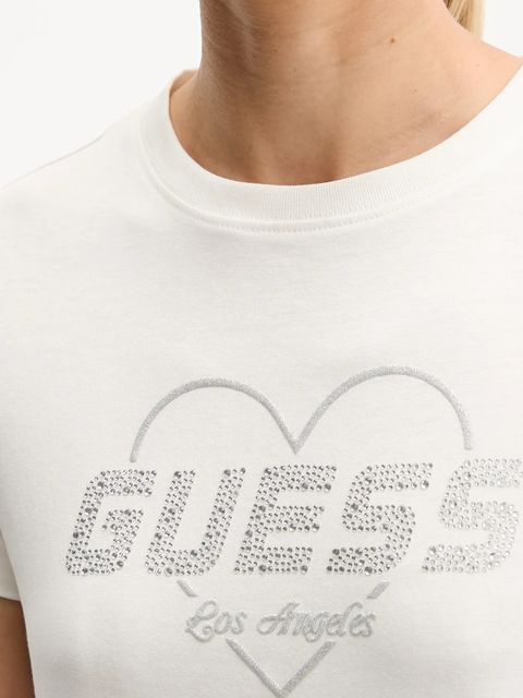 Guess t-shirt bawełniany NARCISO damski kolor beżowy V5GI10 K9RM1