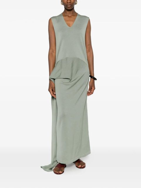 Jil Sander V-neck draped maxi dress - Green - zdjęcie produktu nr 2