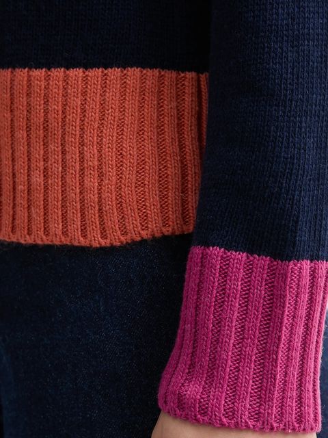 United Colors of Benetton sweter z dodatkiem wełny damski kolor granatowy z golfem 16YCE204I