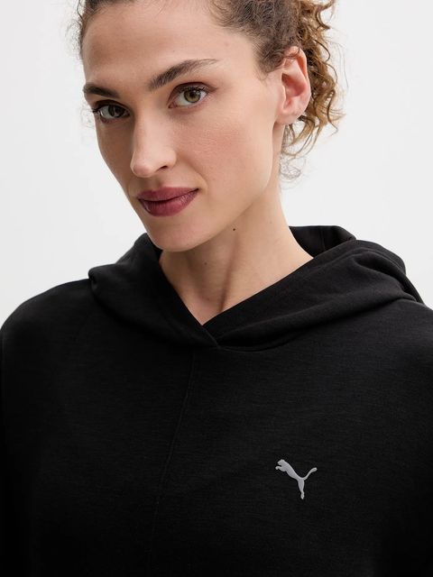 Puma bluza damska kolor czarny z kapturem z nadrukiem 527460