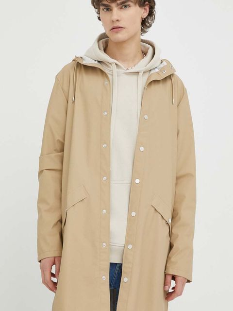 Rains kurtka przeciwdeszczowa 12020 Long Jacket kolor beżowy przejściowa 12020.24-24Sand