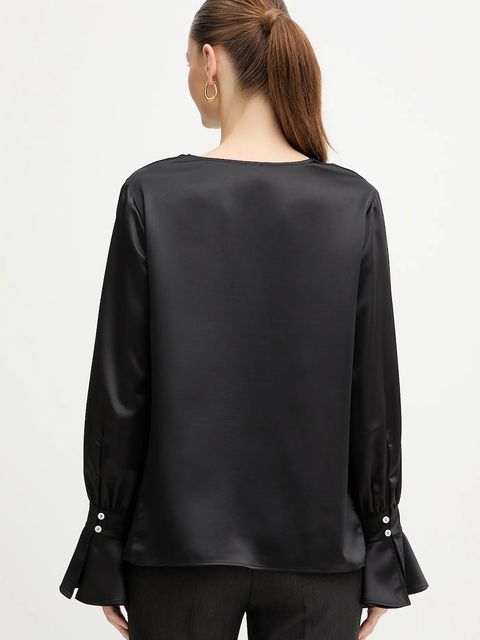 Pinko bluzka damska kolor czarny gładka 105961 A2YM