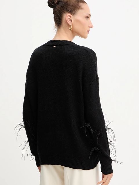 Fracomina kardigan z domieszką wełny damski kolor czarny FS25WT8006K50501