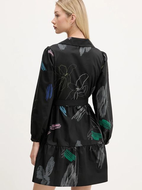 Desigual sukienka bawełniana PISOS kolor czarny mini prosta 25WWVW06