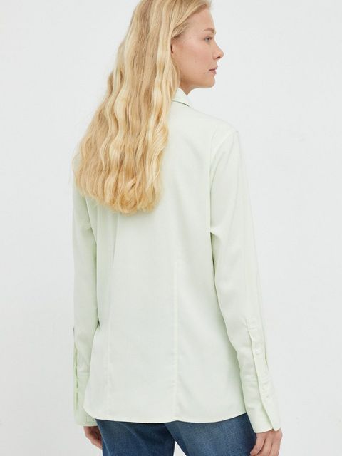 Levi's koszula damska kolor zielony regular z kołnierzykiem klasycznym