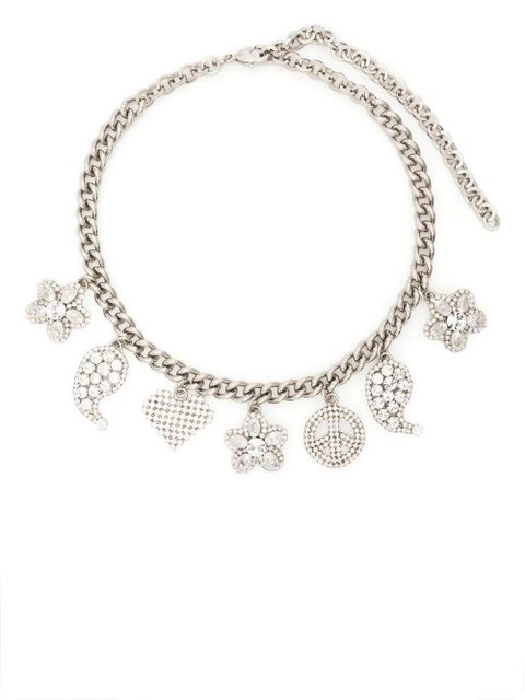 Alessandra Rich crystal-embellished charm necklace - Silver - zdjęcie produktu nr 1