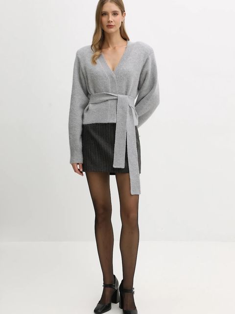 Rotate kardigan z dodatkiem wełny kolor szary ciepły 114736039