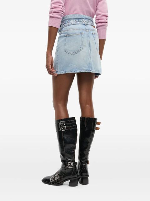 GANNI belted denim skirt - Blue